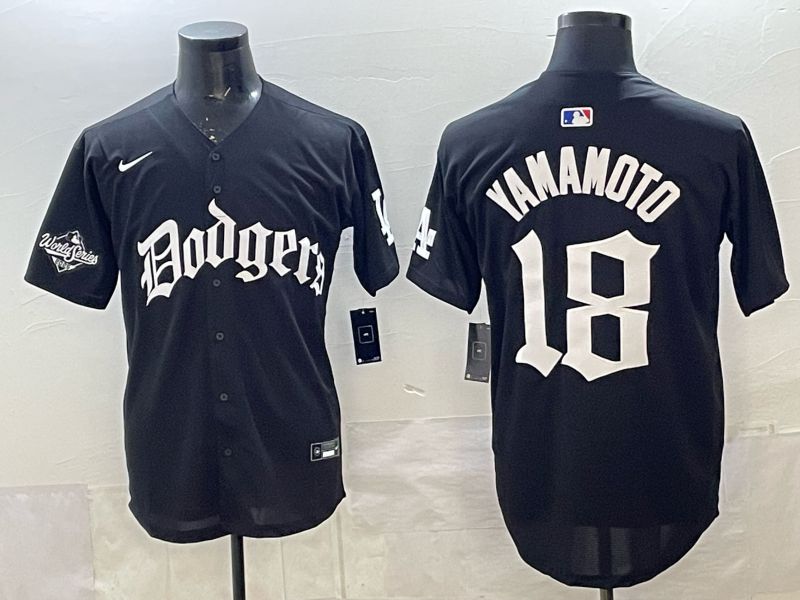 Men 2026 Nike Los Angeles Dodgers #18 Yamamoto Black Game MLB Jersey 07->los angeles dodgers->MLB Jersey